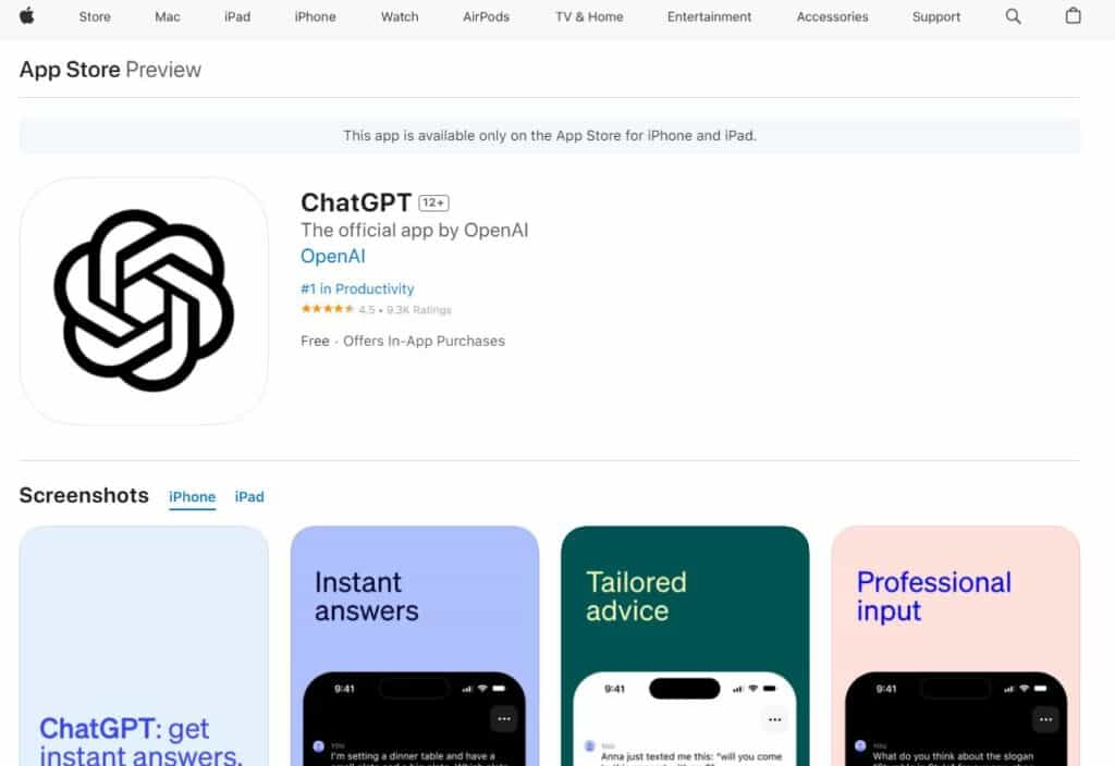 chatgpt ios app