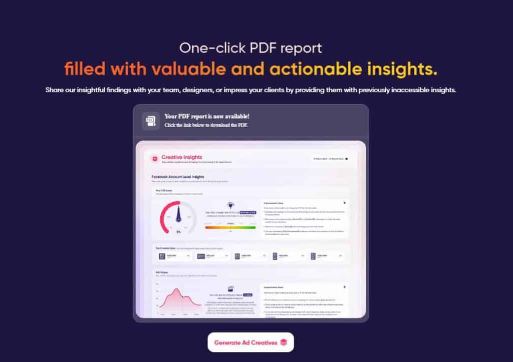 Adcreative One click pdf report.